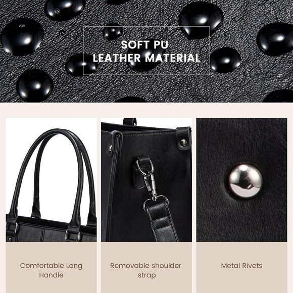 LOVEVOOK Laptop Bag for Women 15.6 inch Laptop Tote Bag Vintage Work Bags - Picture 5 of 8